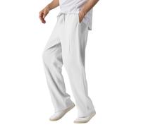 FASLOLSDP Pantalones de lino para hombre con cordón, ligeros, pantalones de verano, delgados, pantalones de ocio, pantalones largos para hombre, vacaciones, uso diario, holgado, pantalones de playa