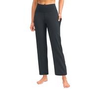FASLOLSDP Pantalones de yoga para mujer, cintura alta, pantalones de jogging con bolsillos, pierna ancha, pantalones de negocios, pantalones sueltos y rectos, pantalones largos para el tiempo libre