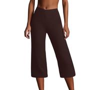FASLOLSDP Pantalones de yoga para mujer, de algodón, pantalones de chándal 3/4, pantalones de ocio, pantalones de bateo, control abdominal, trabajo, pantalones deportivos con bolsillos, corte de botín