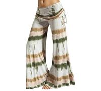 FASLOLSDP Pantalones harén bohemios para mujer, pantalones de verano, ligeros, para yoga, hippie, ropa de verano, transpirables, elásticos, pantalones de senderismo, pantalones de senderismo, caqui