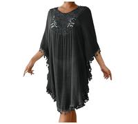 FASLOLSDP Túnica de playa Bikin Cover Up Poncho de playa Pareos vacaciones en la playa | Ropa de playa de verano para mujer | Vestido de playa ligero con borlas | Cover Up para traje de baño y piscina