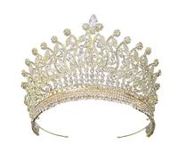 FASNAHOK Corona dorada de reina para mujer, tiaras grandes de boda para novia, circonita cúbica, diadema de cumpleaños, quinceañeras, fiesta de graduación, accesorios para el cabello