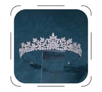 FASNAHOK Tiaras de boda de plata para novia, coronas de cumpleaños para niñas, tiaras y coronas de regreso a casa con circonita cúbica para mujer