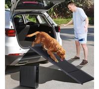 FASNATI Rampa para Perros Coche Plegable, Soporta hasta 70 kg, 160 x 44 cm, Superficie Antideslizante de Alta Tracción, Estructura Ligera de Aluminio, SUV y Mascotas Grandes