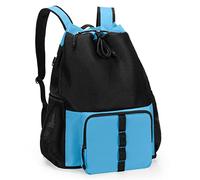 Fasrom Mochila Playa Malla con Fondo Cremallera para Natación, Azul | Apertura Inferior Sacude Arena, Bolsillo Impermeable, Compartimento Delantero, Correas Ajustables, Mochila Deporte, Natacion