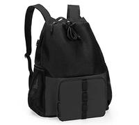 Fasrom Mochila Playa Malla con Fondo Cremallera para Natación, Negro | Apertura Inferior Sacude Arena, Bolsillo Impermeable, Compartimento Delantero, Correas Ajustables, Mochila Deporte, Natacion