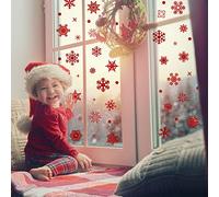Fassory 93 pegatinas de ventana de copo de nieve rojo brillante, pegatinas de ventana reutilizables de Navidad estáticas adhesivas (rojo)