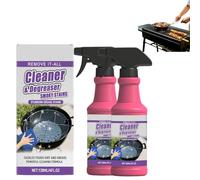 Fast-Acting Heavy-Duty Grill Degreaser Spray, 120ML BBQ Grill Cleaner for Outdoor Grills, Foaming Action Cleaner for Burnt Food & Grease, Stove Top & Drip Pans (2pcs)