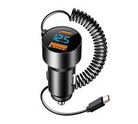 Fast Car Charger USB C, Multi-Port Type C Pd Qc 3.0 Car Adapter, Coiled Cable Auto Energy 100W Output, Rapid Charging Hub for Smartphones, Tablets, Laptop, Vehicle Use 2.55x1.06x1.78 pulgadas