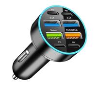 Fast Car USB Charger - 66W 12-24V Vehicle Adapter | 2PD 4USB Lighter Plug, Safety Anti Combustion Protection, Stable High Speed Charging For GPS Dash CAM
