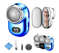 Fast Charging Digital Display Mini Shaver, Mini Portable Shaver, Mini Electric Shavers For Men, Mini Electric Razor, USB Rechargeable Waterproof Shaver Electric Beard Trimmer (Blue)