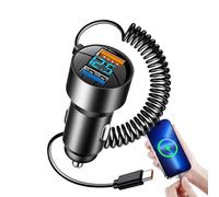 Fast Charging USB C Car Charger, PD QC 3.0 100 W Type C Charger with Retractable Cord for Efficient Charging of Smartphones, Tablets and Laptops in Your Vehicle