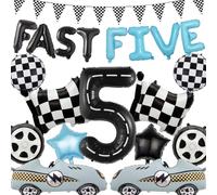 Fast Five - Decoraciones de cumpleaños para niños, globos de carreras de 5º cumpleaños