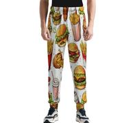 Fast Food Burgers and Drinks - Pantalones casuales para hombre, ligeros, de secado rápido, para entrenamiento, deportes al aire libre, Estilo:, 4XL