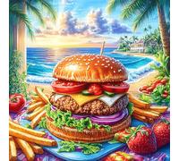 Fast Food Comida en el Plato Rompecabezas 100 Piezas Cartón para Expertos Mejora Memoria Actividad Tiempo Libre Pack Completo Original 28x28cm