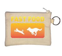 Fast Food Dog Chasing Cat - Llavero con eslogan divertido, monedero, color beige, beige, Talla única