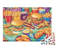 Fast Food Feast Spread 100% Recycled Cardboard Junk Food Overload 1000Pc Puzzle Adults and Children Challenging & Brainteasing 70x50cm/1000pcs