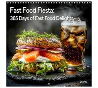 Fast Food Fiesta: 365 Days of Fast Food Delights (Wall Calendar 2026 12" x 24"/30 x 60 cm (abierto)) CALVENDO 12 Month Wall Calendar