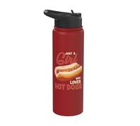Fast Food Hot Dog Cita Divertida Just A Girl Who Loves Hot Dogs Stainless Steel Insulated Water Bottle