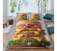 Fast food style meal Funda Edredon Microfibra Suave 3 Piezas Compuesto Estampado 3D Fast food estilo meal Funda de Edredón con Funda de Almohada Suave Antialérgica for niña Single（140x200cm）