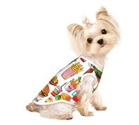 Fast FoodPrint - Camiseta sin mangas para perros y gatos, suave, elástica, para interiores y exteriores