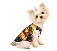 Fast FoodPrint - Camiseta sin mangas para perros y gatos, suave, elástica, para interiores y exteriores