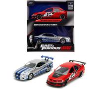 FAST FURIOUS Caja 2 Modelos Auto Mitsubishi Lancer Y Nissan Skyline 1/32 Jada