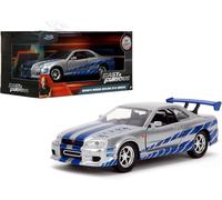 FAST FURIOUS Modelo De Auto NISSAN SKYLINE GT-R R34 De BRIAN 1:24 Die Cast Jada
