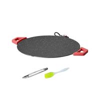 Fast Heating - Nonstick Griddle | Small Grill Indoor with Oil Brush and BBQ Tongs | for Cooking, Barbacoa, Breakfast, Steak, Pancake