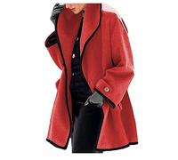 Fast Jackets - Abrigo de moda largo, cálido, delgado, manga larga, casual, color para exteriores, de lana, para mujer, abrigo de invierno para mujer, chaqueta elegante, rosso, XXL