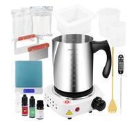 Fast METL - Kit de fabricación de jabón con placa caliente electrónica, suministros de fabricación de jabón todo en uno con base de jabón para derretir y verter, olla de vertido, molde y herramientas