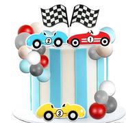 fast one cake topper coche de carreras decoraciones de la torta de cumpleaños dos rápidos fiesta suministros favores para coche de carreras bandera a cuadros fiesta de cumpleaños decoraciones