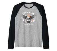 Fast Ride Road Rider Born To Be Free Eagle Biker Camiseta Manga Raglan