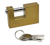 FAST WORLD SHOPPING Candado de latón con grillete de 9 mm y 3 llaves, para moto, persiana, puerta y garaje, alta protección, longitud 80 mm