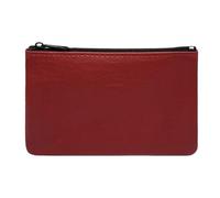 FAST WORLD SHOPPING Monedero de piel auténtica Made in Italy, monedero con cremallera unisex para hombre y mujer, cartera, porta tarjetas de crédito, monedas, billetes y documentos, rojo oscuro