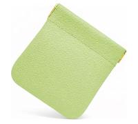 FAST WORLD SHOPPING - Monedero hombre de piel auténtica Made in Italy - Pequeño y de bolsillo, porta monedas y billetes, monedero mujer con cierre de resorte Snap, verde pistacho, 9 x 9 x 1, informal