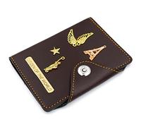 Fastidious Cartera de piel sintética de alta calidad para pasaporte, cierre magnético con botón, unisex, Brown, Ciudadano del mundo