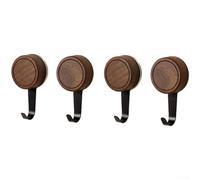 Fastigeaty Gancho de madera de nogal con ventosa con tecnología de vacío, colgador adhesivo sin taladrar para superficies lisas, gancho de pared reutilizable para baño (cuatro)