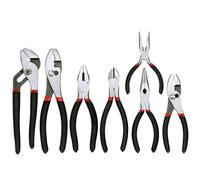 FASTPRO Juego de 7 alicates para herramientas (incluye alicates deslizantes, alicates puntiagudos, cortadores laterales, alicates para juntas de junta, alicates de línea y mini pinzas largas, mango de