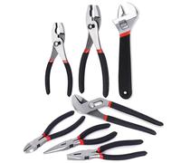 FASTPRO Juego de 7 alicates para herramientas, incluye alicates deslizantes, alicates puntiagudos, cortadores laterales, alicates para juntas de ranura, alicates y llave de ajuste, mango de inmersión