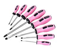FASTPRO Juego de 8 destornilladores magnéticos rosados