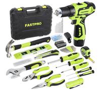 FASTPRO Taladro inalámbrico de iones de litio de 160 piezas, 12 V, juego de herramientas para el hogar, color verde