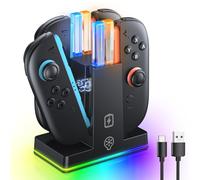 FASTSNAIL Base de carga para Nintendo Switch 2 Joy Con (2025), cargador de controlador magnético con 9 modos de luz RGB e indicador LED, soporte de carga y almacenamiento para accesorios Joycon NS2