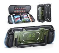 FASTSNAIL Funda protectora Switch 2, funda Switch 2 con marco central de TPU acoplable, agarre ergonómico antideslizante para Joycon 2, cubierta frontal de policarbonato antiarañazos con 12 ranuras