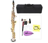 FastUU Saxofón Recto Soprano, Tubo Profesional de Latón Plateado, Llave de Oro, Saxofón de Alta Sensibilidad y Sonido Preciso con Bolsa de Transporte para Uso Profesional y Doméstico
