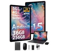 FASTWD Android 15 Tablet 11 Pulgadas con 4G Doble SIM y 5G WiFi,Tableta Gaming Octa-Core,36 GB RAM+256 GB ROM (1TB TF), 2K incell120Hz,9580mAh,13MP+8MP,Tablet con Teclado, Negro