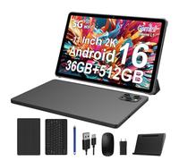 FASTWD Android 16 Tableta 11 Pulgadas,5G WiFi,Tableta para Juegos Octa-Core,36 GB RAM + 512 GB ROM (1 TB TF),2K incell 120Hz,8000 mAh,13 MP + 8 MP,Tablet con Teclado,Negro