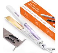 Faszin Plancha de pelo 2 en 1 para rizar y alisar, placas de titanio, plancha de pelo de iones para un estilo suave, calentamiento rápido 20s, panel flotante 3D que evita tirones del pelo, con