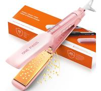 Faszin Plancha de Pelo con Placa de 42 mm de Ancho, Plancha de Titanio con Iones Negativos, Pantalla LED, Calentamiento Rápido de 30 s, Temperatura Ajustable de 11 Niveles (130-230 ℃)(Rosado)