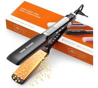 Faszin Plancha de Pelo con Placa de 42 mm de Ancho, Plancha de Titanio con Iones Negativos, Pantalla LED, Calentamiento Rápido de 30 s, Temperatura Ajustable de 11 Niveles (130-230 ℃),Negro